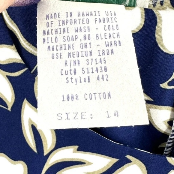 Hilo Hattie Sz 14 Maxi Dress Hawaiian Tropical Hibiscus Floral Print Blue White - Picture 5 of 8